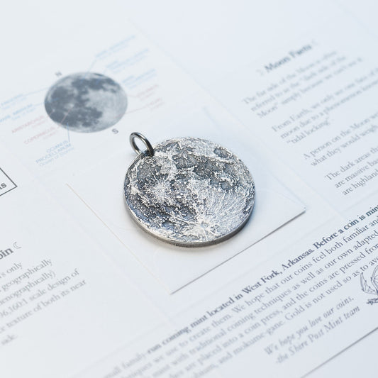 Silver Supermoon Necklace or Charm - Large 1.5"