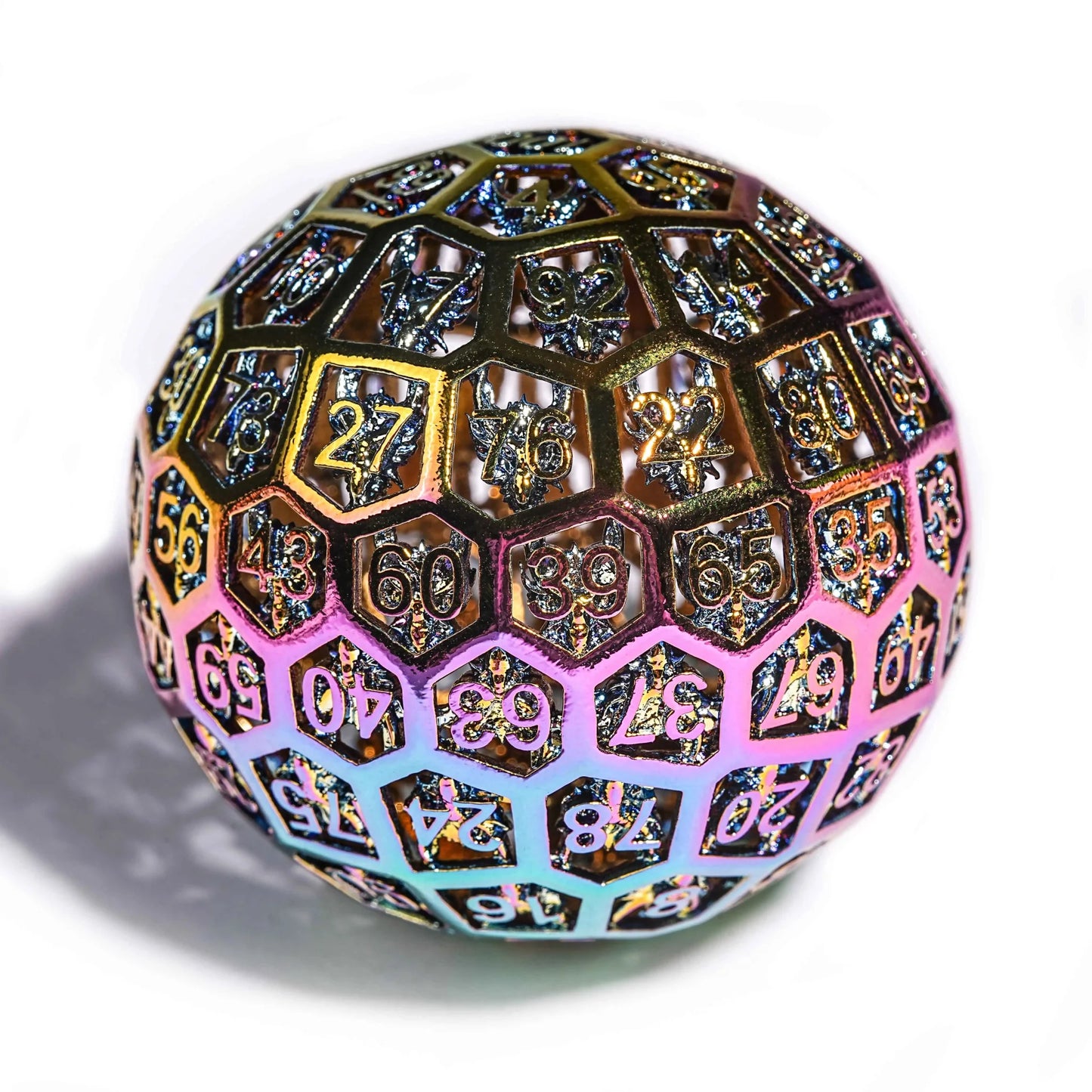 50 mm Purple Blue Yellow Gradient Metal Dragon Head Hollow DND D100 Dice