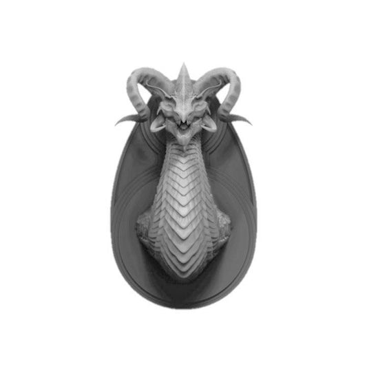 Nickel Metallic Dragon Wall-Mountable Bust