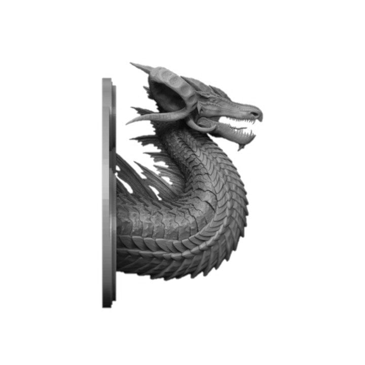 Nickel Metallic Dragon Wall-Mountable Bust