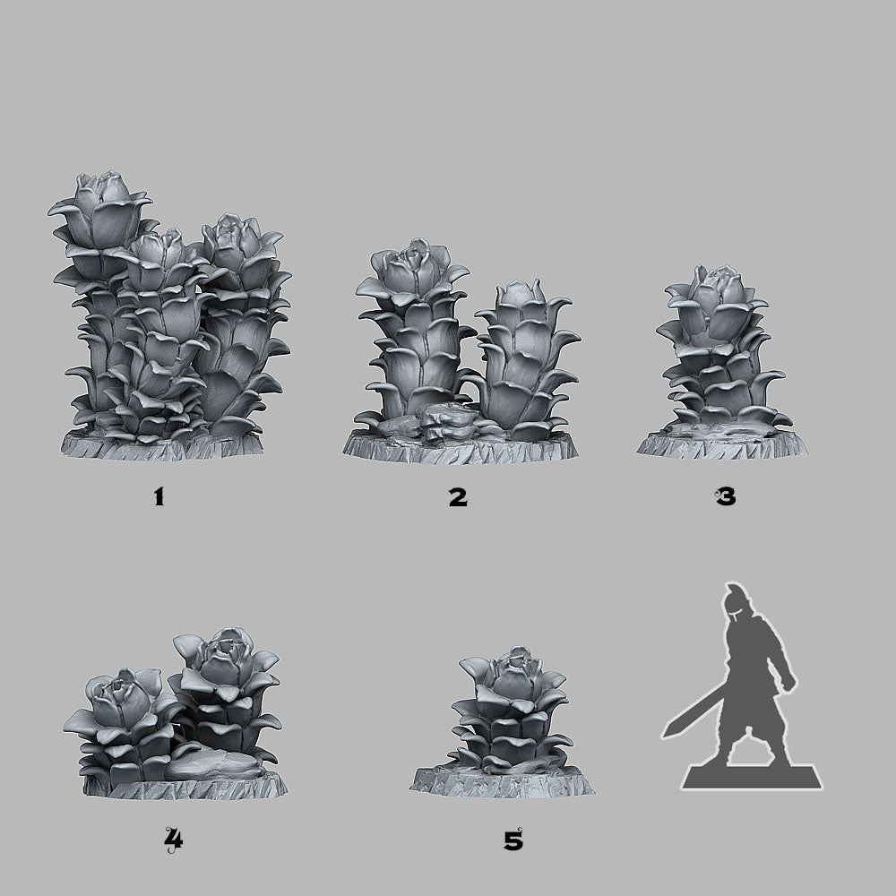 3D Printed Fantastic Plants and Rocks Night Desert Plants 28mm - 32mm D&D Wargaming