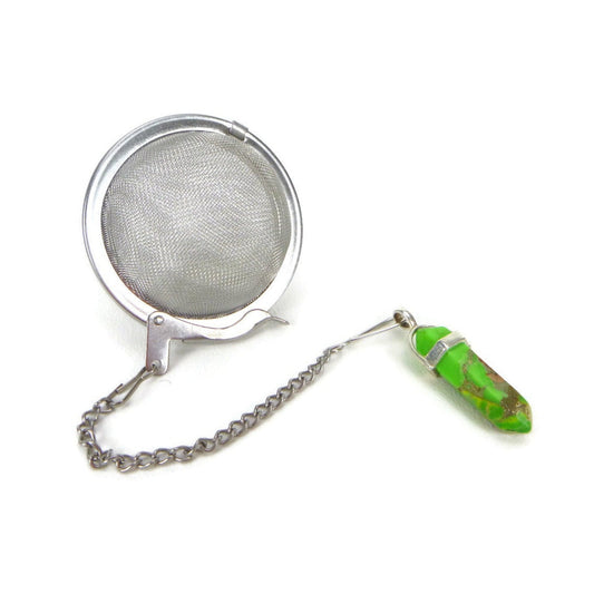 Tea Infuser with Mini Crystal Point Charm (Pick your stone!)