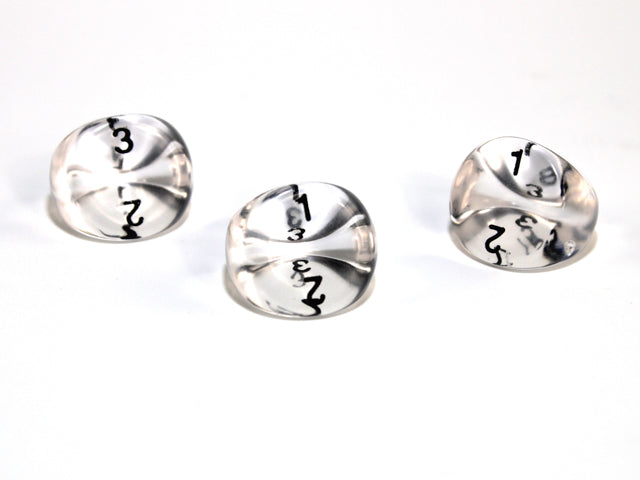 Chessex Translucent Clear/Black d3 Polyhedral 3-Sided Die - PT0301 RPG Dice