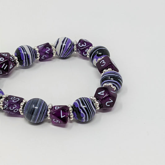 Purple Stripes Dice Bracelet