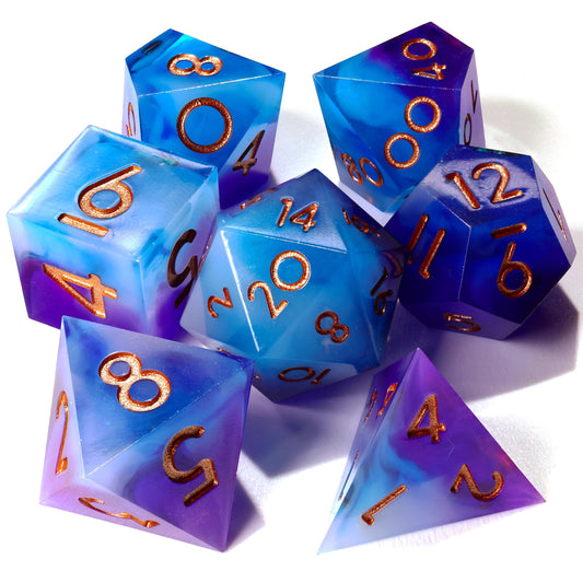 Aquamarine Sharp Edge RPG Dice - 7 Pieces