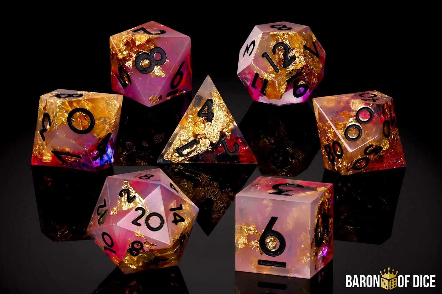 Golden Rose RPG Dice Set | 7 Pieces