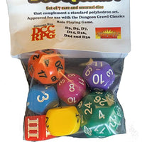 DCC Special 7 - Rainbow - Set of 7 Rare and Unusual RPG dice Approved for use with Dungeon Crawl Classics