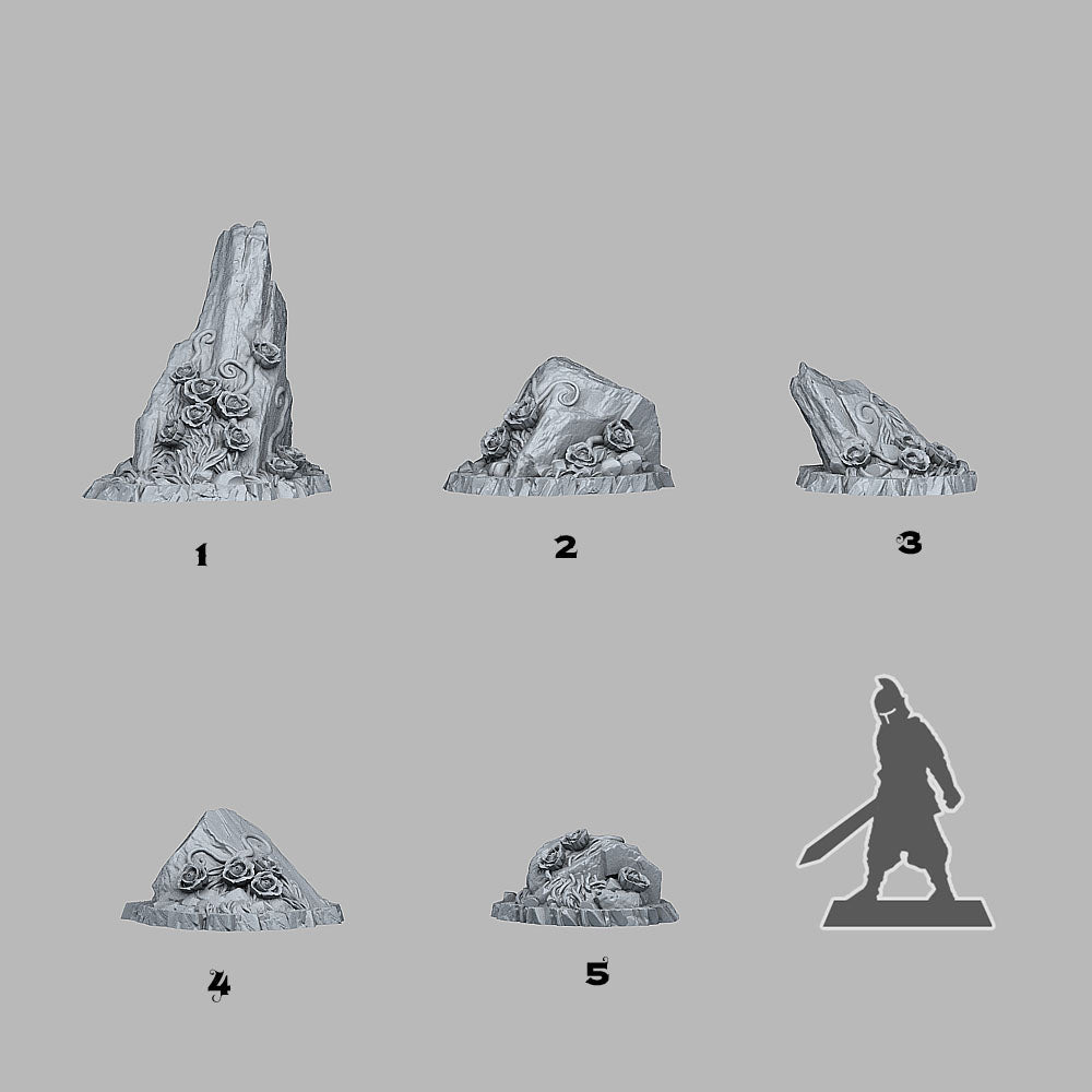 3D Printed Fantastic Plants and Rocks Rocks Of Roses 28mm - 32mm D&D Wargaming