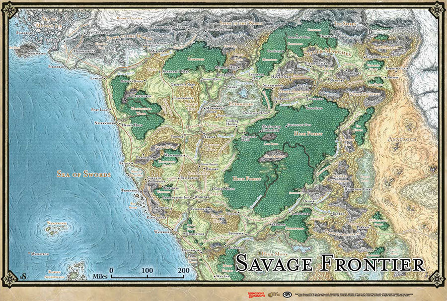 D&D: Forgotten Realms - Savage Frontier Map