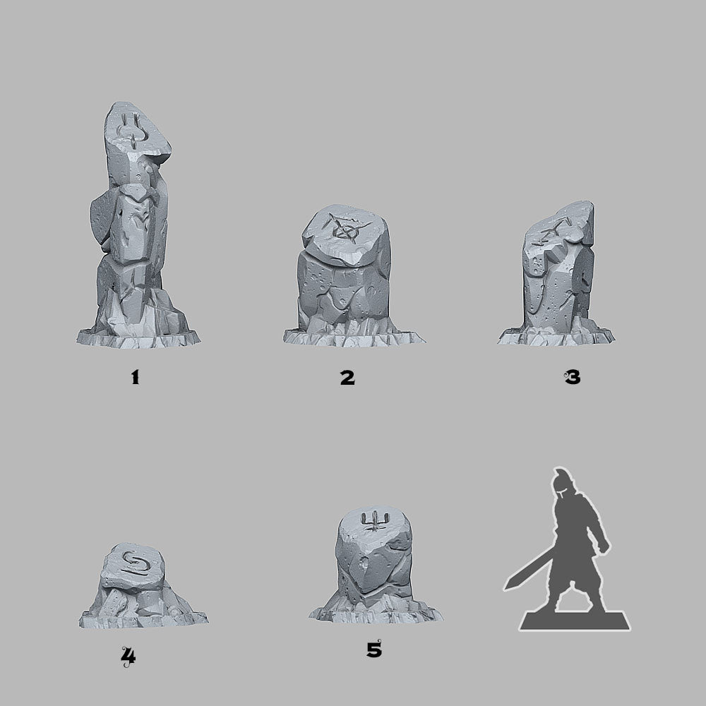 3D Printed Fantastic Plants and Rocks Sci Fi Glyph Stones 328mm - 32mm D&D Wargaming