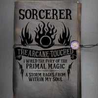 Sorcerer Dnd Character Book, RPG Character Journal Engraved, Embossed Refillable Leather Journal, A5 leather journal