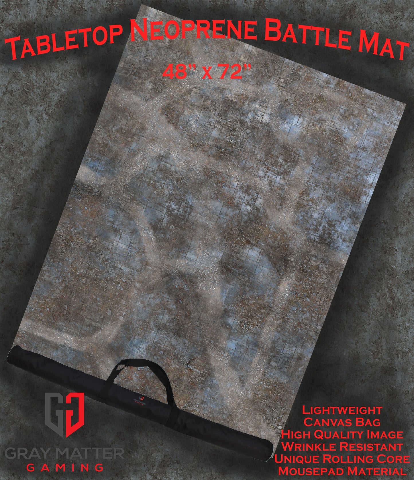 Urban Ruins Neoprene Battle Mat — Warhammer, 40K, AoS, Kill Team, MCP & More
