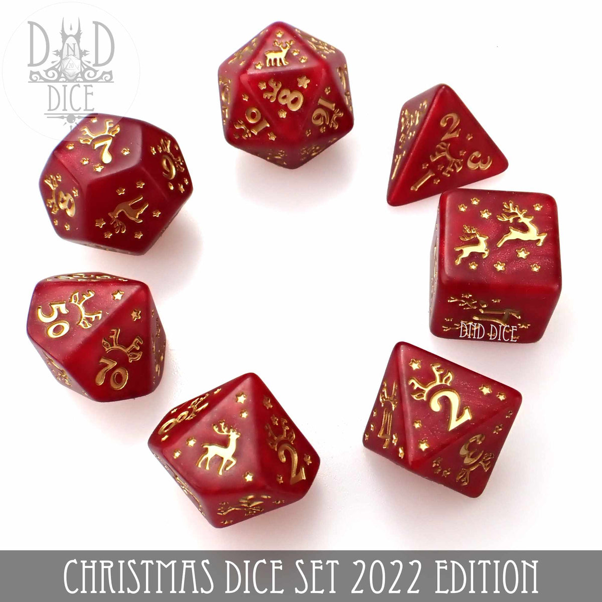 Christmas Dice Set — Festive Holiday Polyhedral DnD Dice