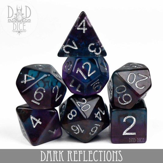 Dark Reflections Dice Set – 7-Piece Polyhedral RPG Dice for D&D & Pathfinder