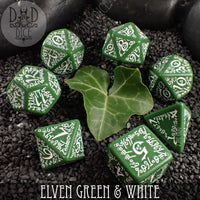 Elven Green & White Dice Set