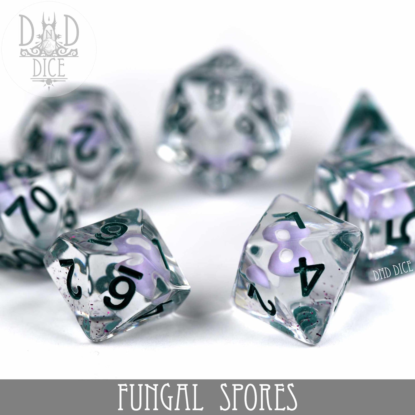 Fungal Spores Dice Set – 7-Piece Polyhedral RPG Dice for D&D & Pathfinder