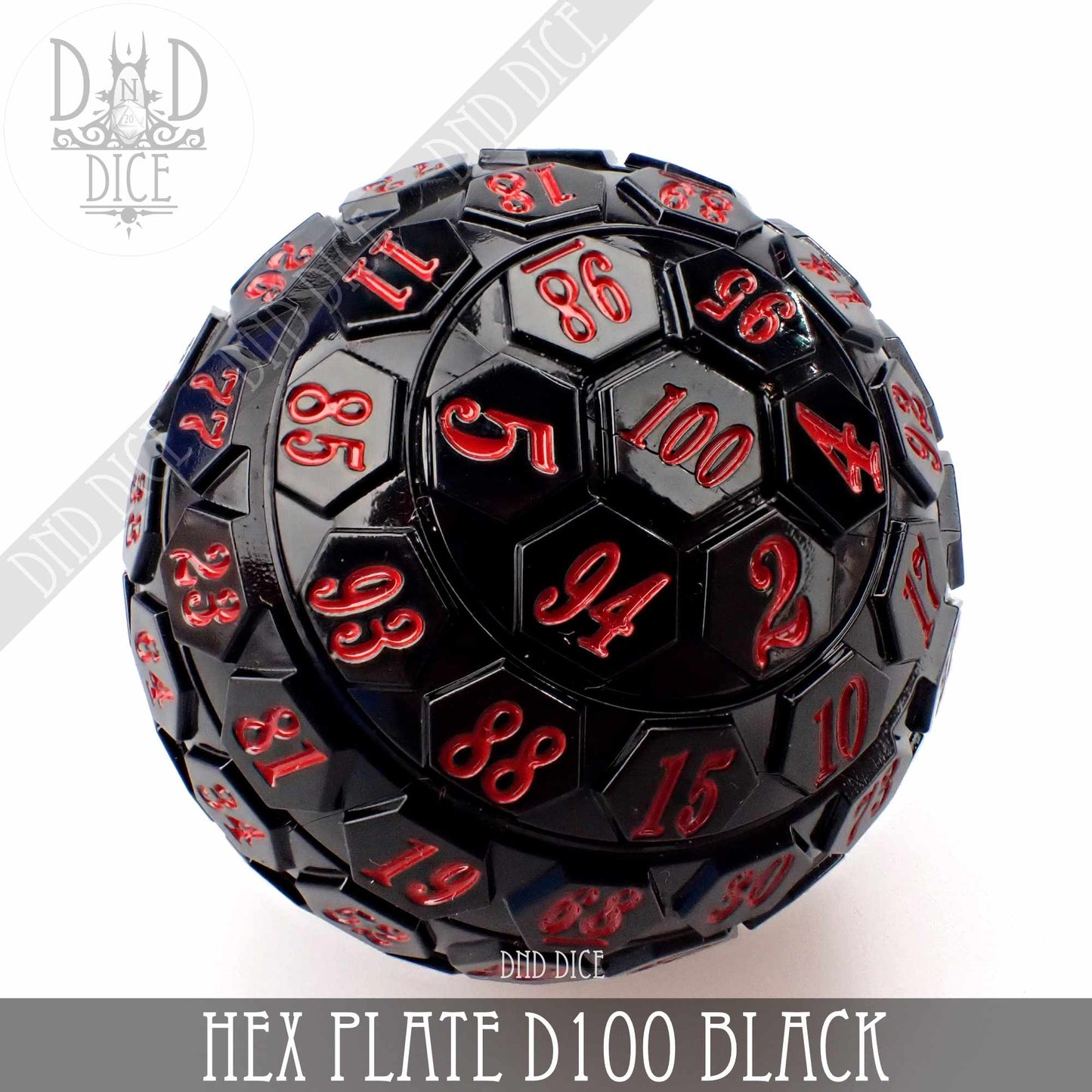 Hex Plate D100 Percentile Die – Black with Red (45mm)
