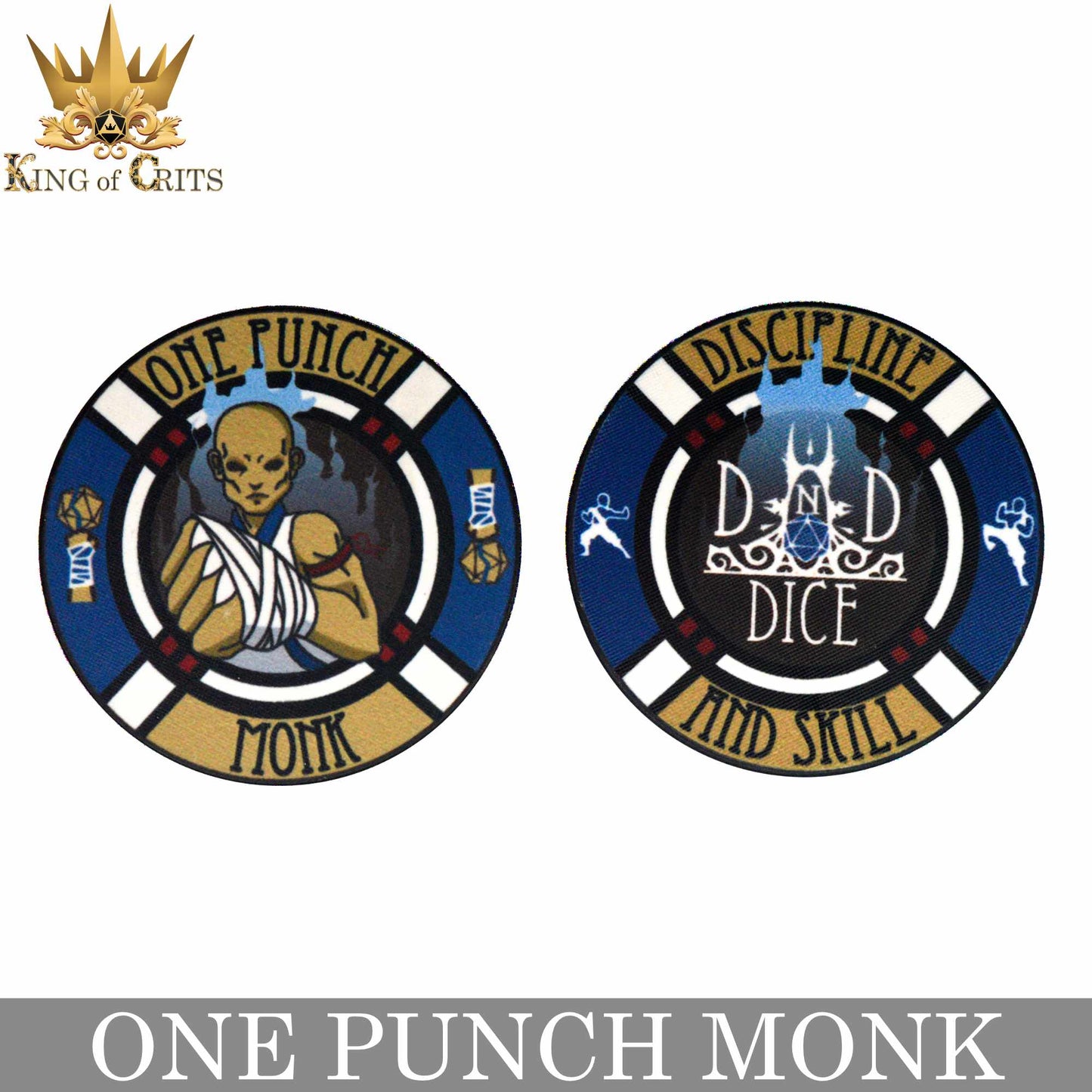 One Punch Monk 11 Dice Set – Monk-Themed Resin DND Dice with Poker Chip