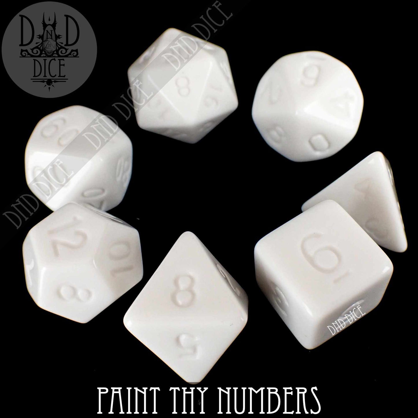 Paint Thy Numbers Dice Set – 7-Piece Polyhedral RPG Dice