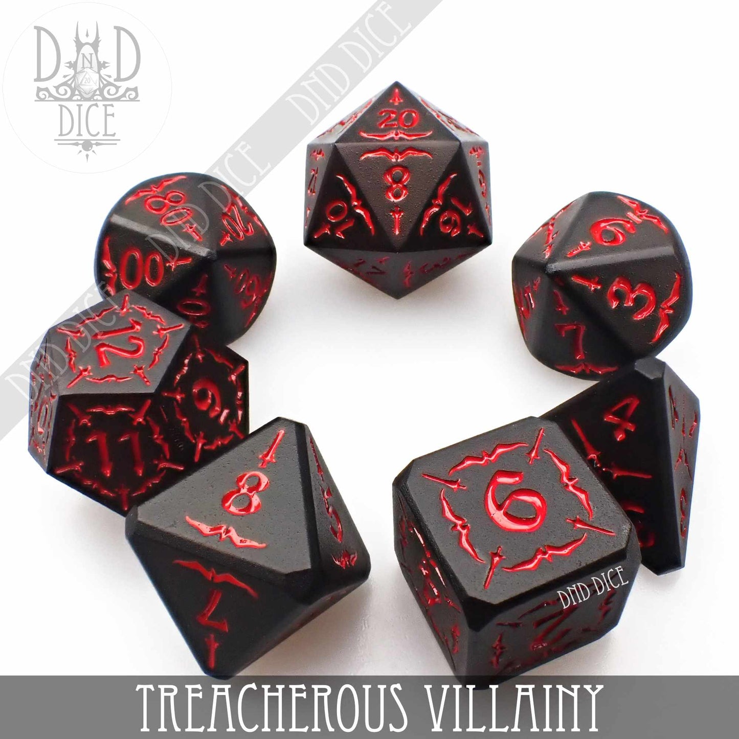 Treacherous Villainy Metal Dice Set - Zinc Alloy RPG Dice