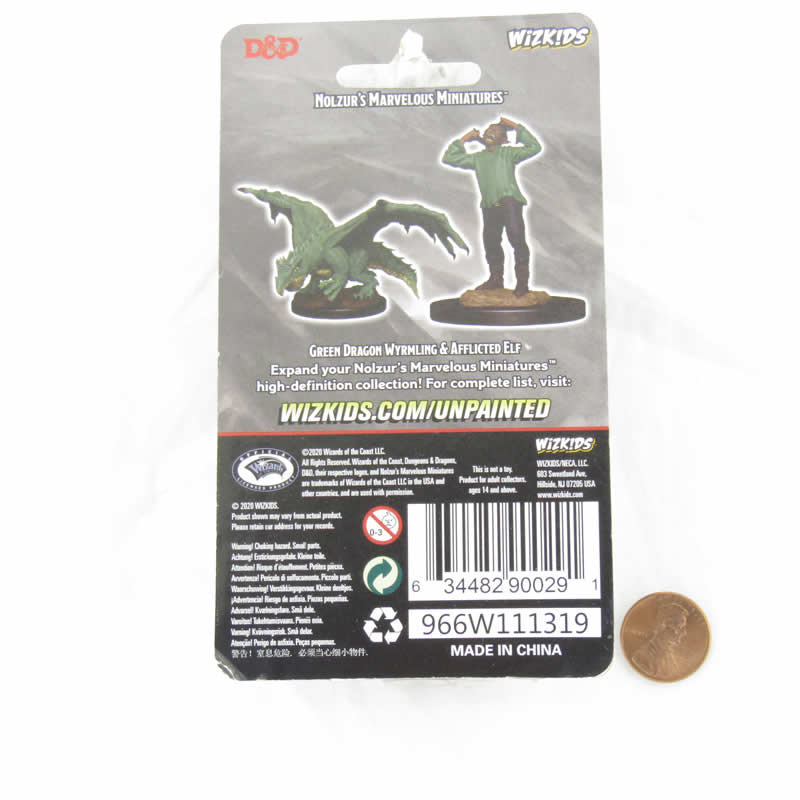 WZK90029 Green Dragon Wyrmling and Afflicted Elf Nozurs Marvelous Miniatures D&D Unpainted Miniatures