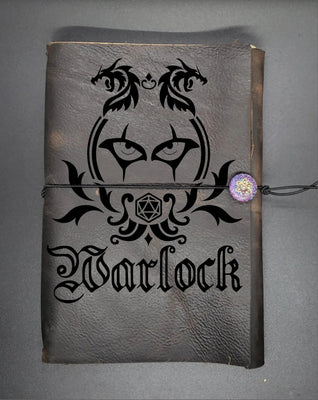 Warlock DnD Character Notebook, RPG Journal, Engraved, Embossed Refillable Leather Journal, A5 leather journal