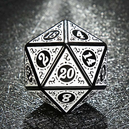 Black and White Elegant Acrylic DND Dice Set - Gothic Baroque