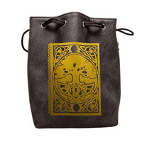 Black Leather Lite Spell Book Design Self-Standing Large Dice Bag