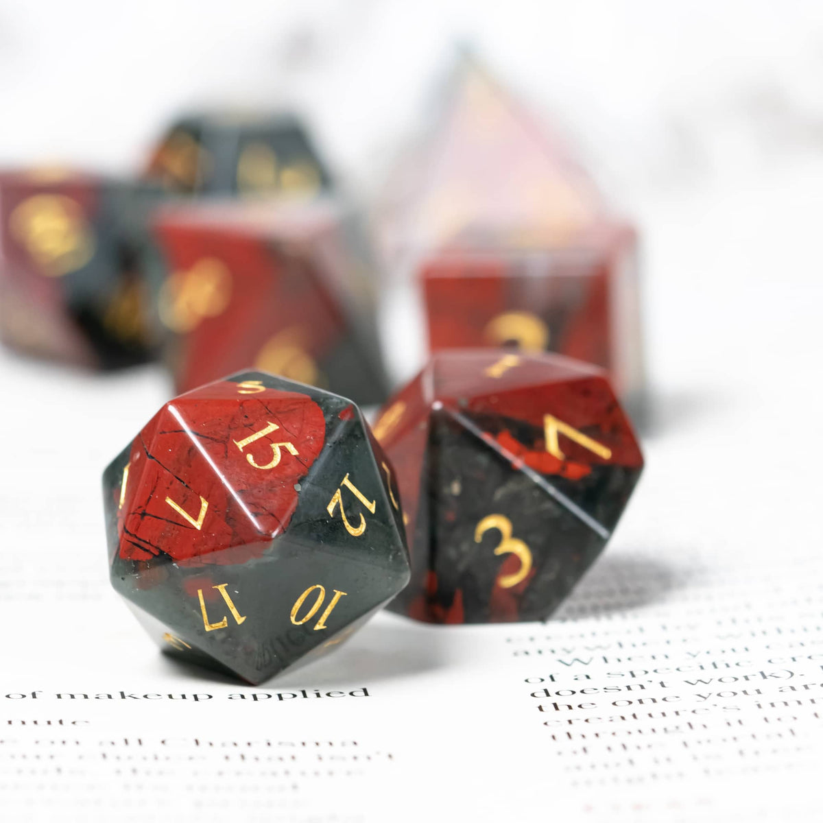 Bloodstone Gemstone Dice Set