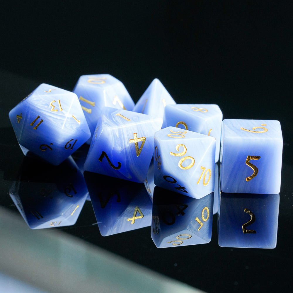Blue Patterned Agate Gemstone Dice Set
