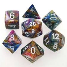 Festive Polyhedral Carousel/White 7-Die Set