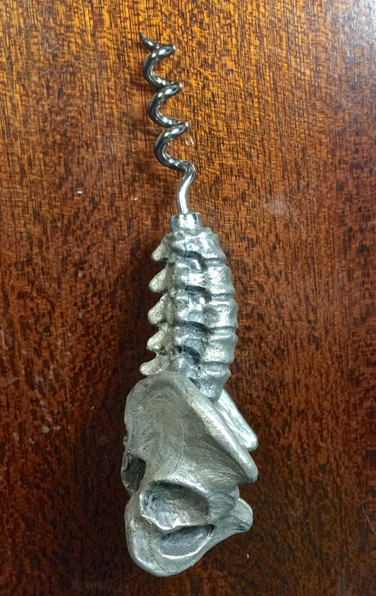 Spine and Pelvis Corkscrew, Hand Painted Resin | Gothic Medical Decor, Anatomy Spinal Cork Screw |Fantasy Gothic Wine and Barware Gift