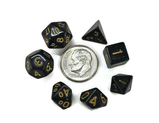 Black and Gold Mini 10mm DND Dice Set in Tube