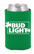 St. Patrick's Day Green Bud Light AB Cooler Fits 12 oz Aluminum Can Coozie