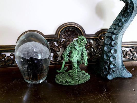 H.P. Lovecraft's Deep One Statue, Resin Sculpture | Cthulhu Mythos Monster Figurine | Lovecraftian Creature Horror Decor and Gamer Gift