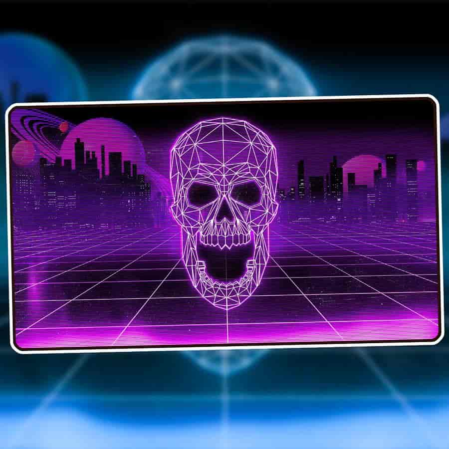 Infinite Black Premium Retrowave Swamp Playmat | Stitched Edge 24" x 14"