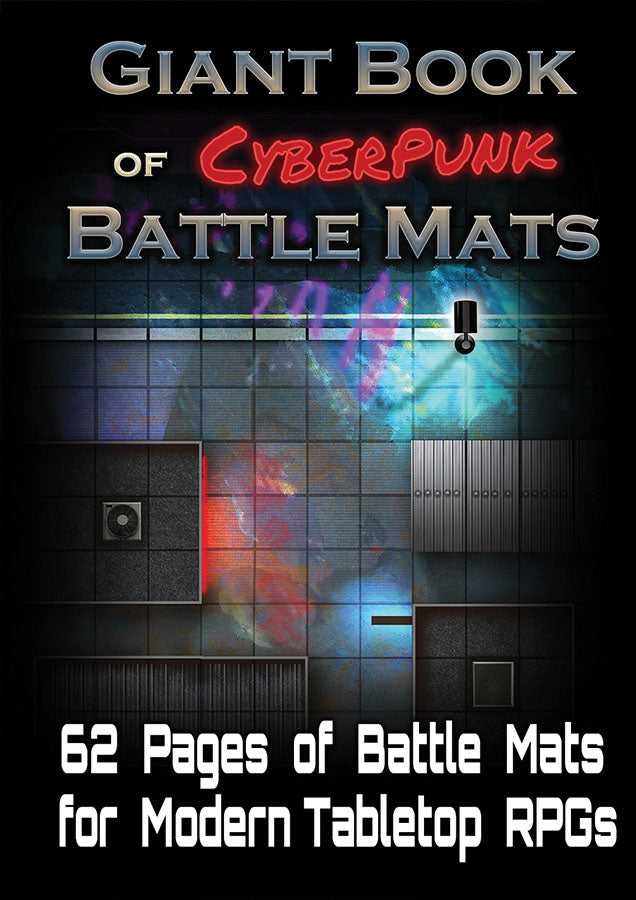 Giant Book of Cyberpunk Battle Mats - 60 Wipe-Clean Maps | 1-Inch Grid