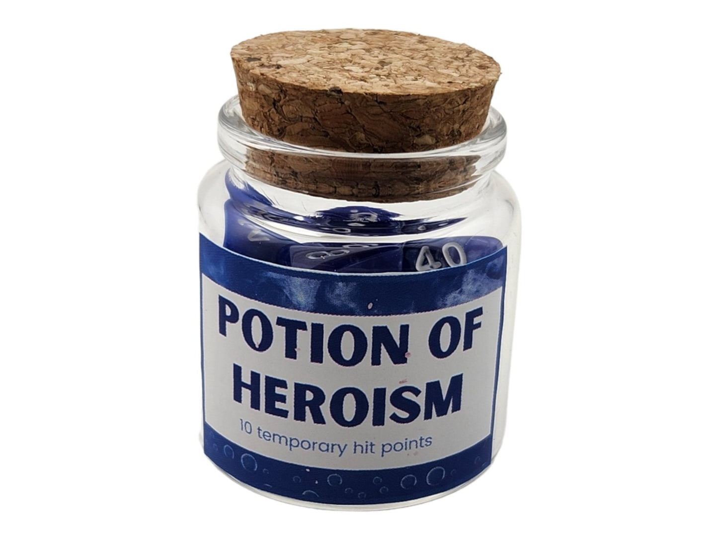 Heroism Potion Dice Jar — Blue 7-Piece DND Dice Set
