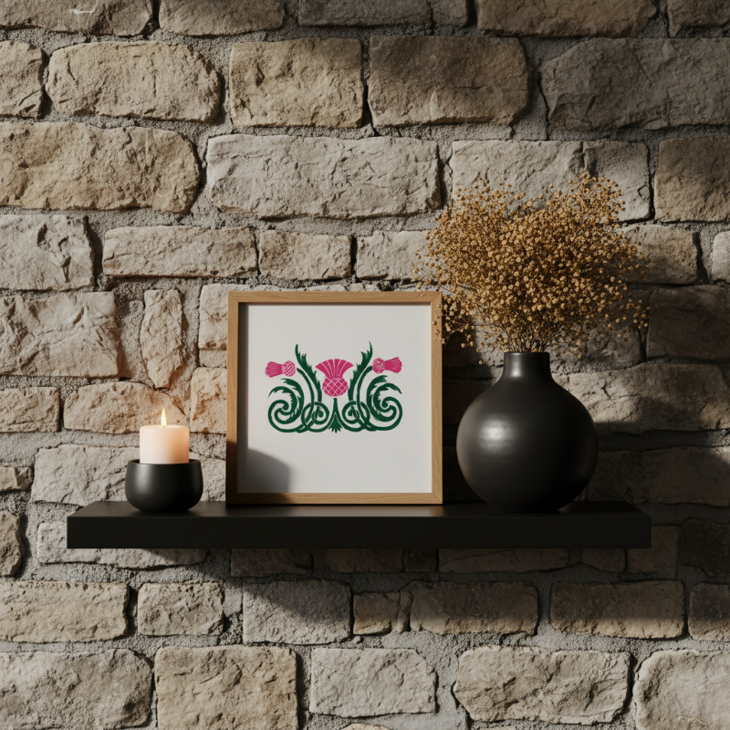Highland Thistle Linocut Original Artwork 8x10 Collector Piece