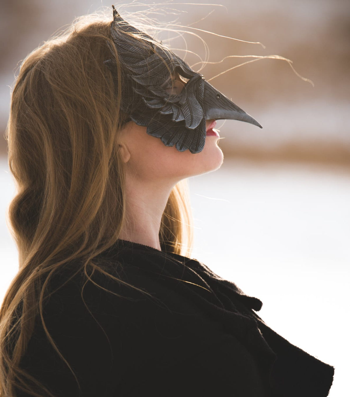Black Raven Handmade Genuine Leather Mask