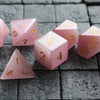 Hand Carved  Gemstone Pink Watermelon Cats Eye Stone (And Box) Polyhedral Dice