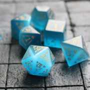 Dragon Shield Gemstone Blue Cats Eye Stone (And Box) Polyhedral Dice Set
