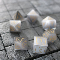 Dragon Shield Gemstone Gray Cats Eye Stone (And Box) Polyhedral Dice Set