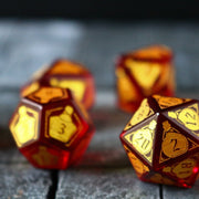 Health Potion Red Zircon Glass (And Box) Polyhedral Dice Set