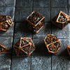 Shield And Sword Copper Hollow Metal Dice Set