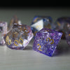 Purple Cloud Forge Fire Glass (And Box) Polyhedral Dice DND Set