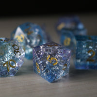 Fire Glass Blue (And Box) Polyhedral Dice Set
