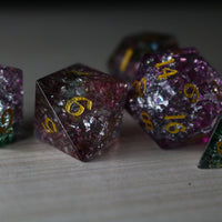 Dark Nox Forge Fire Glass (And Box) Polyhedral Dice DND Set