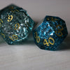 Dark Waters Forge Fire Glass Blue Dice Set (with box)
