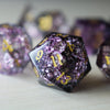 Purple Purge Forge Fire Glass (And Box) Polyhedral Dice DND Set